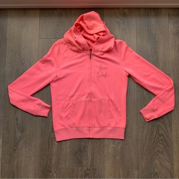 Pink Victoria's Secret Sweater Hoodie Zip up Sweatshirt Pink y2k early 2000 S - Picture 5 of 14